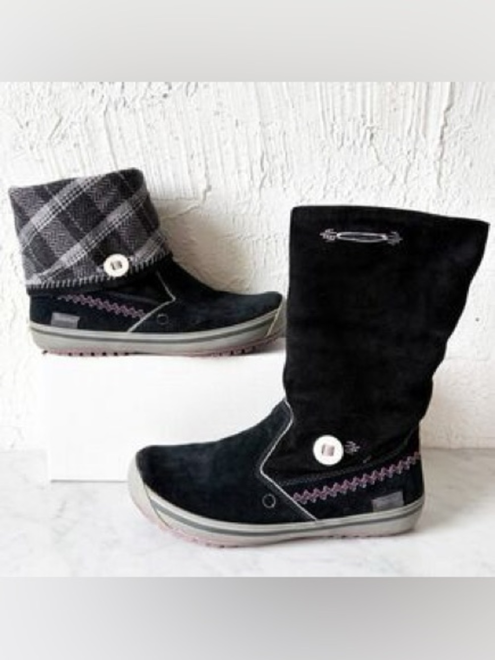 RARE Timberland x Smartwool Fold Over Plaid Y2K Boots